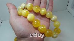 Necklace Natural Baltic Amber Stone 161g White Old Vintage Rare Z-103