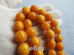 Nice Vintage Antique Natural Baltic Amber Olive Beads Necklace 86gr