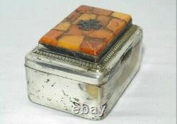 Ntique box inlaid with amber world war I patriotika Konigsberg