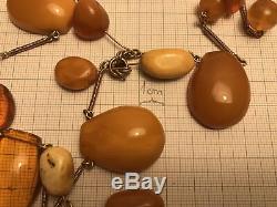OLD RUSSIAN NATURAL BALTIC AMBER EGG YOLK BUTTERSCOTCH NECKLACE BEAUTIFUL 55g