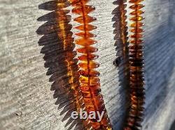 OLD VINTAGE Red Cognac Baltic Amber Necklace Handmade Natural Beads Discs 39 gr