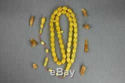 ONE STONE BALTIC AMBER ROSARY 78g OLIVE misbah tesbih 55 prayer beads NATURAL