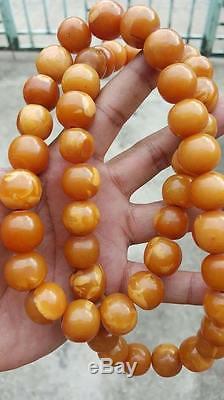 Old Antique 100% Natural Baltic egg yolk butterscotch Necklace amber 86 grams