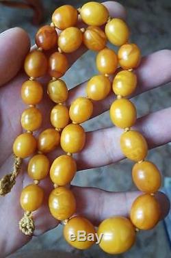 Old Antique Natural Baltic Amber Butterscotch Egg Yolk Bead Necklace 36.94 Grams