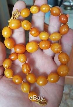 Old Antique Natural Baltic Amber Butterscotch Egg Yolk Bead Necklace 36.94 Grams