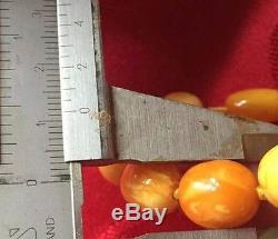 Old Antique Natural Baltic Amber Butterscotch Egg Yolk Bead Necklace 79.62 Grams