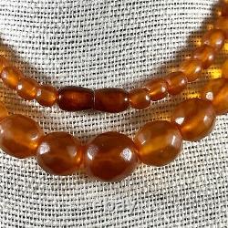 Old Baltic Faceted Amber Necklace Graduated Round Beads 47,5 gm Russian Amber