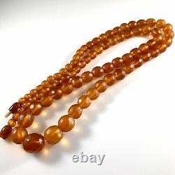 Old Baltic Faceted Amber Necklace Graduated Round Beads 47,5 gm Russian Amber