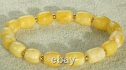 Old Baltic Natural Amber Bracelet Yellow White Colour From Europe