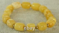 Old Baltic Natural Amber Bracelet Yellow White Colour From Europe