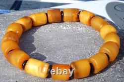 Old Baltic natural amber bracelet 13 grams. YELLOW, WHITE COLOR BEADS BRACELET
