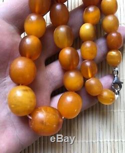 Old Beads Natural Antique Baltic Vintage Amber jewelry silver Necklace gemstone