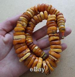 Old Beads Raw Natural Antique Baltic Vintage Amber OLD EGG YOLK Necklace 113 g