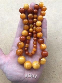 Old Geniune Natural Antique Baltic Vintage Amber jewelry stone Necklace Gem Nice