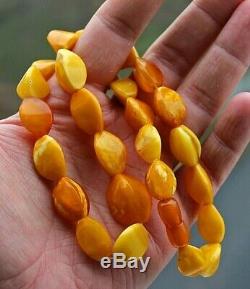 Old Natural Antique Baltic Amber beads Egg Yolk Butterscotch Beads 38 grams