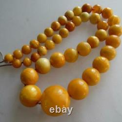 Old Natural Baltic Amber Antique Butterscotch Egg Yolk Balls Beads Necklace 52gr