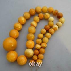 Old Natural Baltic Amber Antique Butterscotch Egg Yolk Balls Beads Necklace 52gr