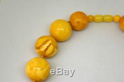 Old Natural Baltic Butterscotch Amber Round Beads Necklace 125 Grams