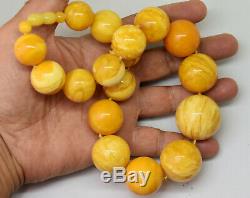 Old Natural Baltic Butterscotch Amber Round Beads Necklace 125 Grams