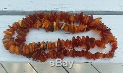 Old Natural Baltic cognac honey egg yolk AMBER raw beads Necklace 322 grams WOW