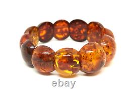Old Vintage Amber Bracelet Natural BALTIC AMBER Cognac Beads Jewelry 20,7g 18161