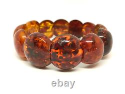 Old Vintage Amber Bracelet Natural BALTIC AMBER Cognac Beads Jewelry 20,7g 18161
