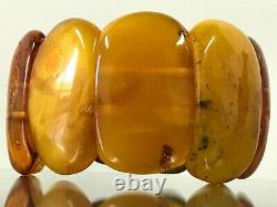 Old Vintage BIG SIZE Natural BALTIC AMBER BRACELET Egg Yolk Beads 73,4g 9145