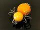 Old Vintage Natural BALTIC AMBER BROOCH Spider Egg Yolk Butterscotch 9g 11417