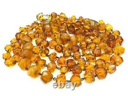 Old Vintage Natural BALTIC AMBER NECKLACE Yellow Honey Beads Faceted 138g 11358