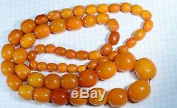 Old genuine antique EggYolk Honey Butterscotch Baltic Amber beads Necklace 73gr