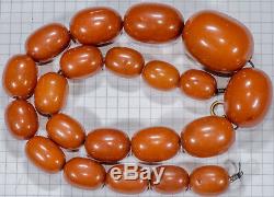 Old genuine antique EggYolk Honey Butterscotch Baltic Amber beads Necklace 75gr