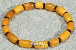 Old natural Baltic amber bracelet 10 grams, men women cylinder beads bracelet