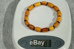 Old natural Baltic amber bracelet 10 grams, men women cylinder beads bracelet
