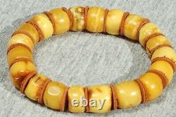 Old natural Baltic yellow color amber beads bracelet 22 grams