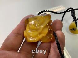 Old natural baltic amber necklace pendant 31gr