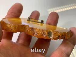 Old natural baltic amber stone brooch 42gr