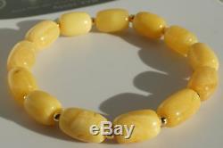 Old natural hand Baltic yellow color amber bracelet 9 g. No import tax worldwide
