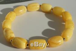 Old natural hand Baltic yellow color amber bracelet 9 g. No import tax worldwide