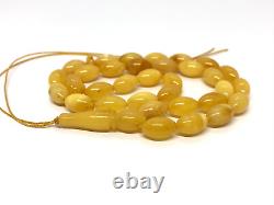 Olive Natural Baltic Amber Islamic 33 Prayer Beads Genuine Stone Rosary 16g 4336