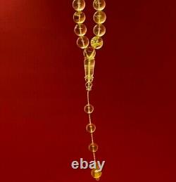 One stone Baltic Amber Rosary 39.6Gr 11.2mm Islamic66 Prayer Beads 100% NATURAL