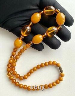 Original Antique German Natural Baltic Amber 32g. Necklace Beads Butterscotch