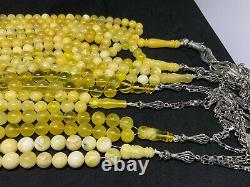 Poland Baltic Amber Lot of 7 White Tiger Butterscotch Prayer Beads Rosary 398 g