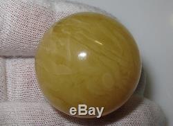Polished Natural 32,48 mm Genuine Baltic Amber Stone Sphere 19,21 Gm