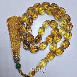 Prayer Beads Misbaha Tasbih carvings beads Natural Baltic Amber 42g