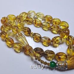Prayer Beads Misbaha Tasbih carvings beads Natural Baltic Amber 42g