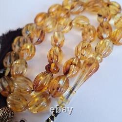 Prayer Beads Misbaha Tasbih carvings beads Natural Baltic Amber 44g