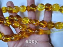 Prayer Beads Misbaha Tasbih carvings beads Pressed Natural Baltic Amber 54g