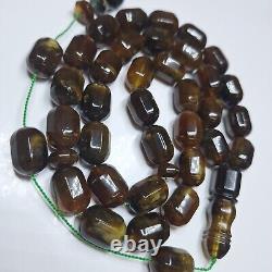 Prayer Beads Misbaha Tasbih carvings beads Pressed Natural Baltic Amber 79g