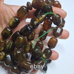 Prayer Beads Misbaha Tasbih carvings beads Pressed Natural Baltic Amber 79g