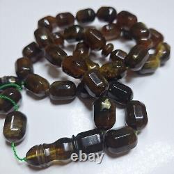 Prayer Beads Misbaha Tasbih carvings beads Pressed Natural Baltic Amber 79g